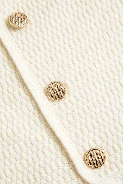 MICAS Knitwear-Solid Knit Button Sweater Tube Top IVORY