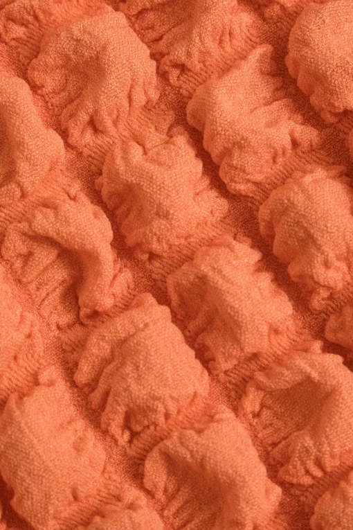 MICAS Jumpsuits & Rompers-Solid Knot Cut Out Grid Texture Romper TANGERINE