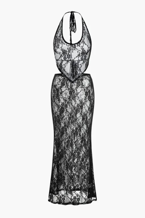 MICAS Skirt Sets-Solid Lace Tie-Up Skirt Set BLACK