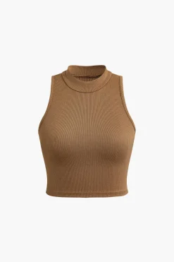 MICAS Tank Tops & Cami-Solid Mock Neck Tank Top