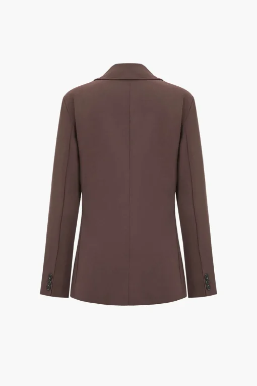 MICAS Outerwear|Outerwear-Solid Notched Lapel Button Blazer COFFEE