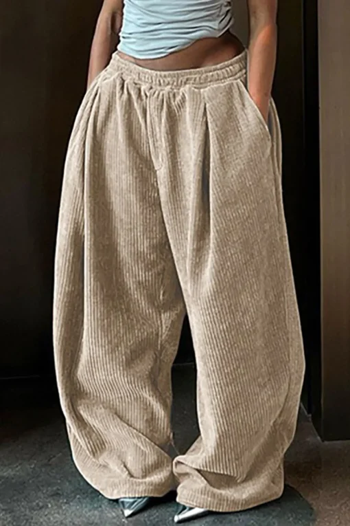 MICAS Pants-Solid Pleated Wide Leg Pants