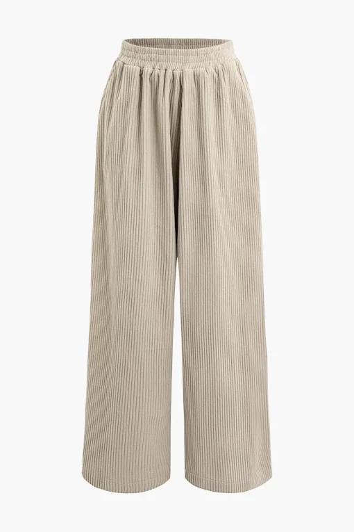 MICAS Pants-Solid Pleated Wide Leg Pants