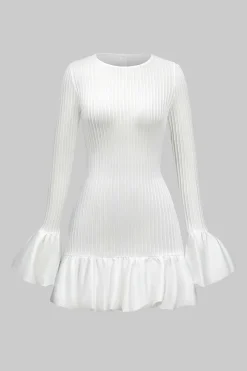 MICAS Long Sleeve Dresses|Mini Dresses-Solid Puff Bell Sleeve Mini Dress