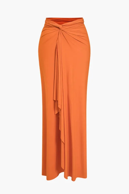 MICAS Maxi Dresses-Solid Reversible Asymmetrical Tie-Up Maxi Dress