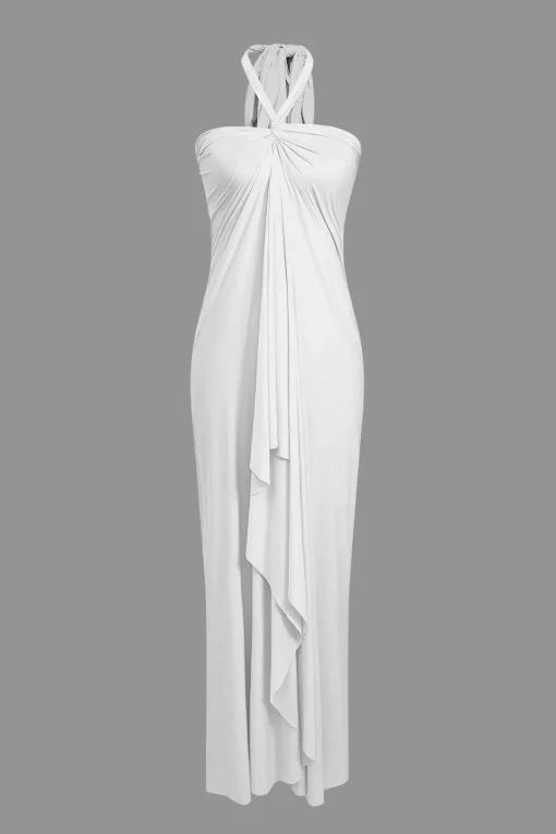 MICAS Maxi Dresses-Solid Reversible Asymmetrical Tie-Up Maxi Dress
