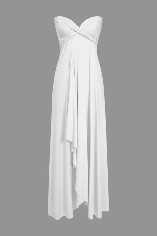MICAS Maxi Dresses-Solid Reversible Asymmetrical Tie-Up Maxi Dress