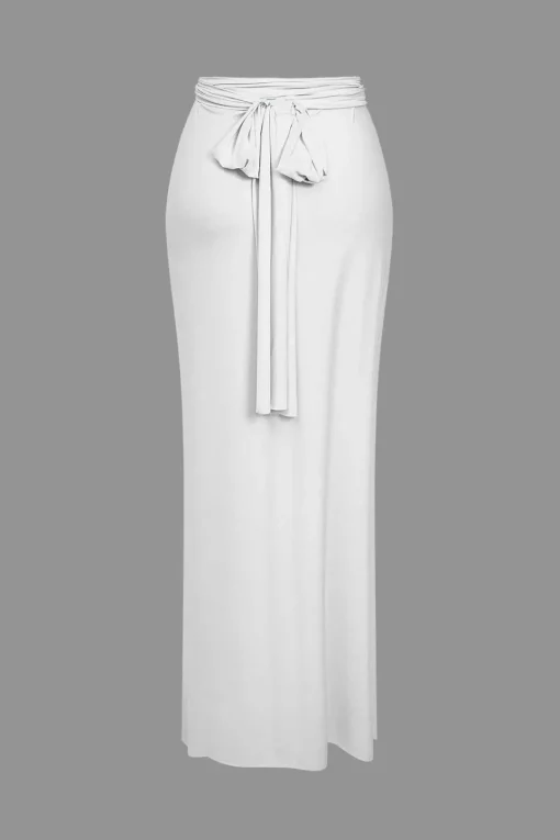MICAS Maxi Dresses-Solid Reversible Asymmetrical Tie-Up Maxi Dress