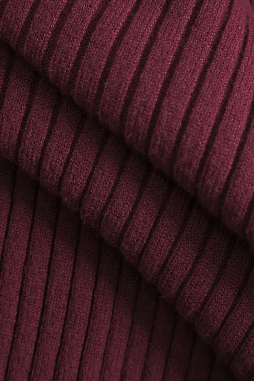 MICAS Knit Tops-Solid Sweater Button Long-Sleeve Top BURGUNDY