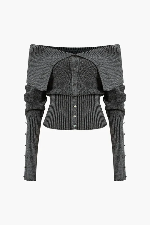 MICAS Knitwear|Knit Tops-Solid Sweater Long-Sleeve Top