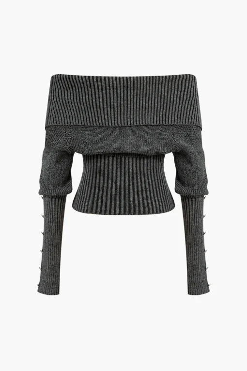MICAS Knitwear|Knit Tops-Solid Sweater Long-Sleeve Top
