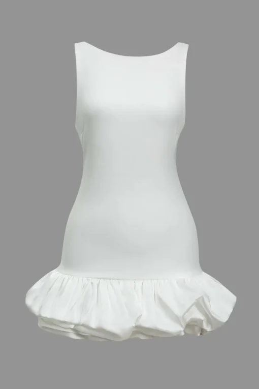 MICAS Mini Dresses-Solid Tank Ruffle Hem Mini Dress