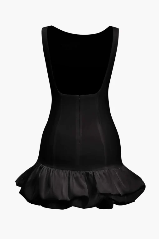 MICAS Mini Dresses-Solid Tank Ruffle Hem Mini Dress