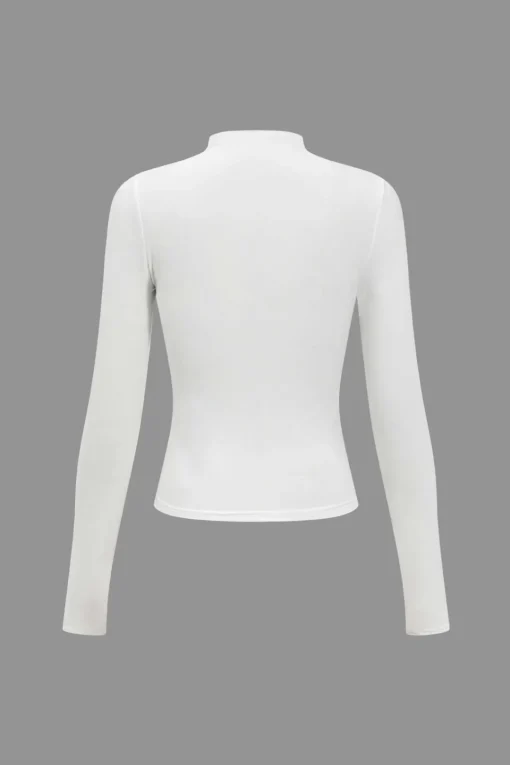 MICAS Long Sleeve Tops|Long Sleeves Tops-Solid Twist Knot Long-Sleeve Top WHITE