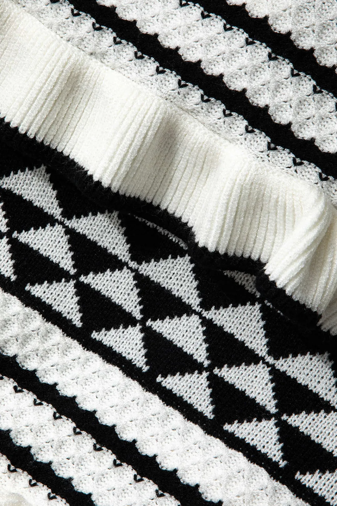 MICAS Knitwear|Knit Sets-Stripe Tie Bra Top And Tiered Ruffle Knit Midi Skirt Set Contrast Color