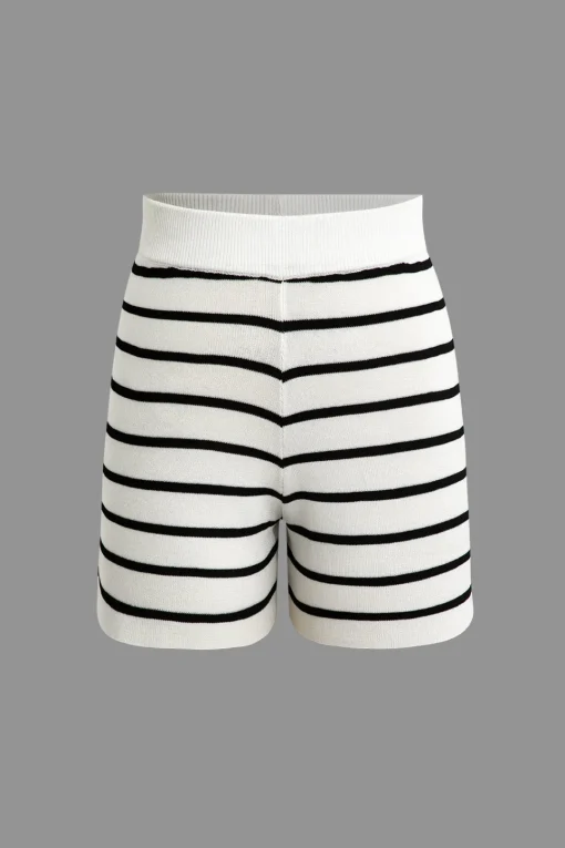 MICAS Short Sets-Striped Knit Sleeveless Vest And Shorts Set