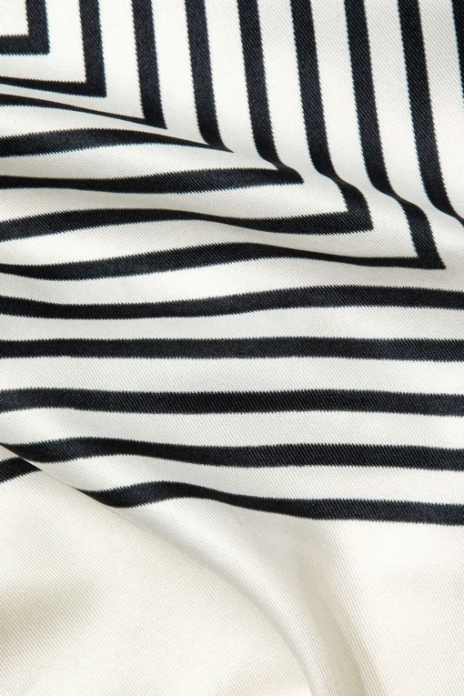 MICAS Accessories-Striped Silk Scarf Contrast Color