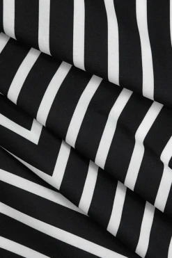 MICAS Pant Sets-Stripes Print Shirt And Trousers Set BLACK