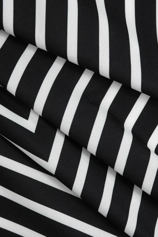 MICAS Pant Sets-Stripes Print Shirt And Trousers Set BLACK