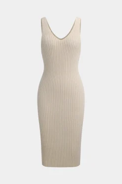 MICAS Knitwear|Knit Sets-Sweater Long-Sleeve Top And Dress Set BEIGE