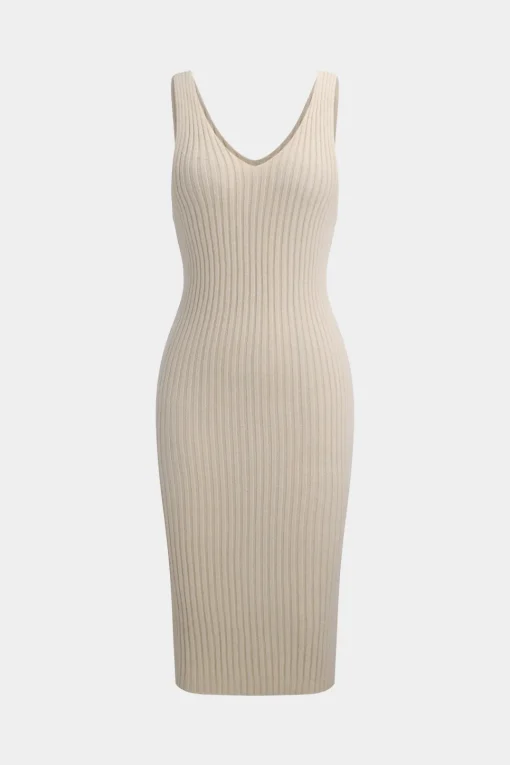 MICAS Knitwear|Knit Sets-Sweater Long-Sleeve Top And Dress Set BEIGE
