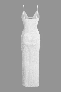 MICAS Maxi Dresses-Textured Cut Out Slit Cami Maxi Dress