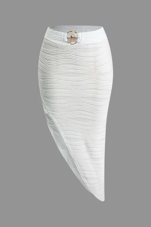 MICAS Skirt Sets|Vacation Sets-Textured Halter Backless Skirt Set WHITE