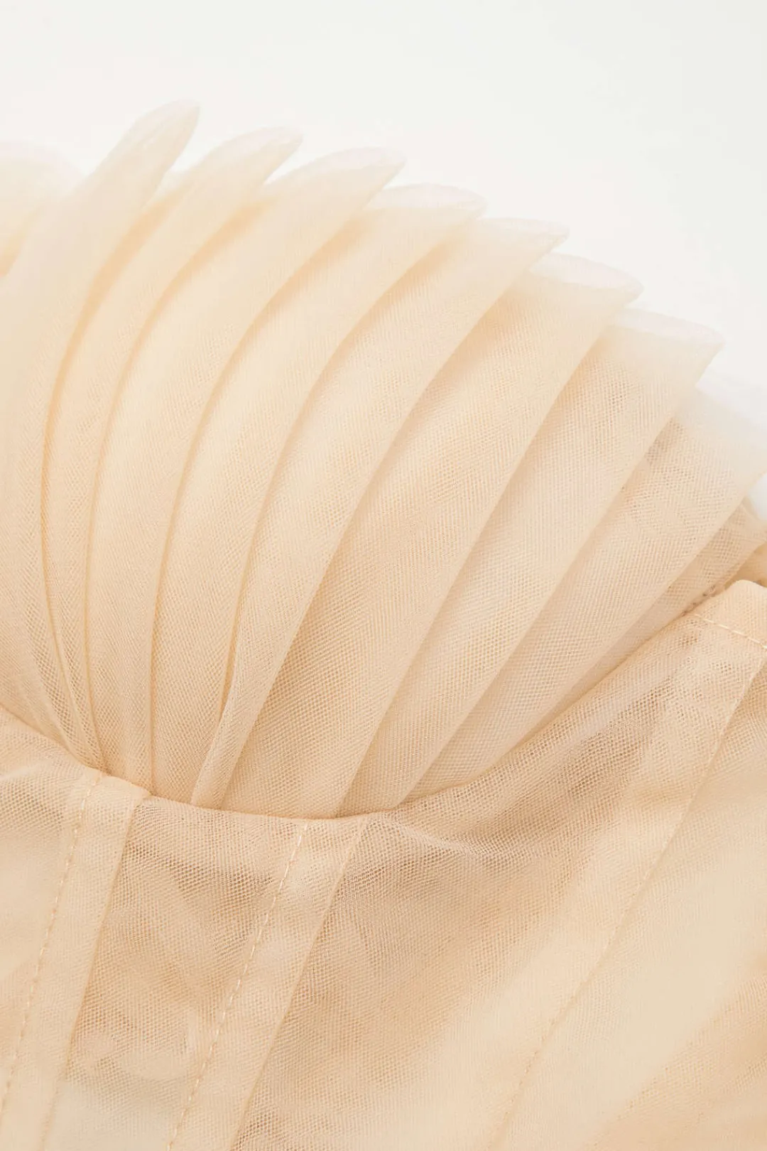 MICAS Tube Tops|Corset & Bustier Tops-Tie Back Sheer Mesh Corset Strapless Top LIGHT PINK