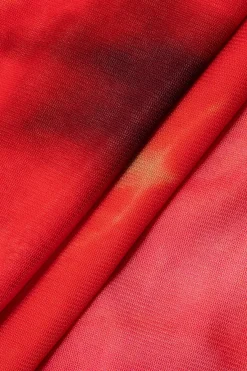 MICAS Skirt Sets|Vacation Sets-Tie Dye Asymmetrical Tube Top And Mini Skirt Set RED