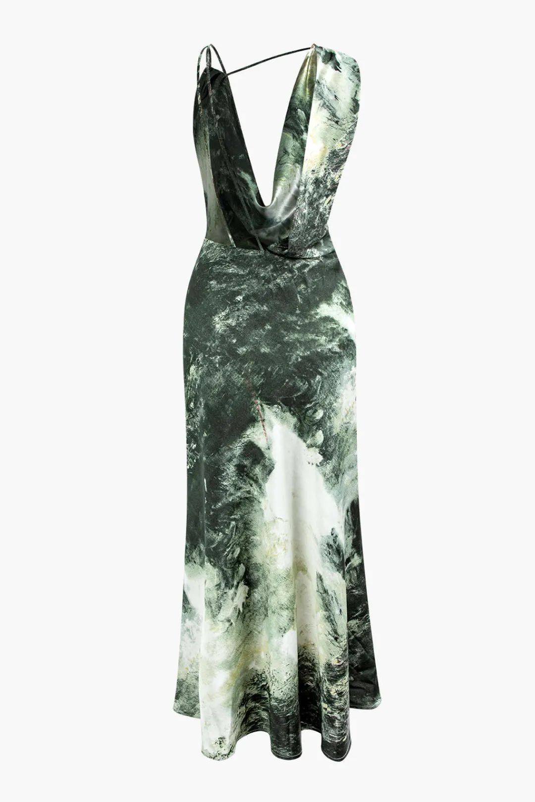 MICAS Maxi Dresses-Tie Dye Asymmetric Cowl Neck Satin Maxi Dress MULTICOLOR
