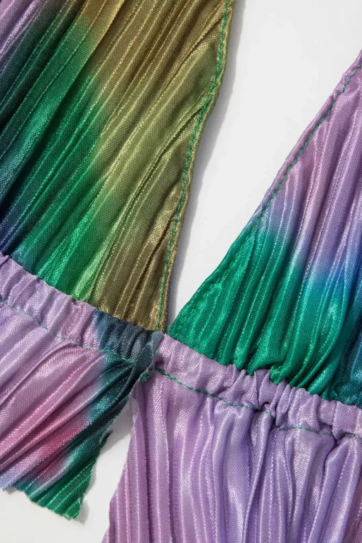 MICAS Pant Sets|Vacation Sets-Tie Dye Plisse Halter Top And Pants Set MULTICOLOR