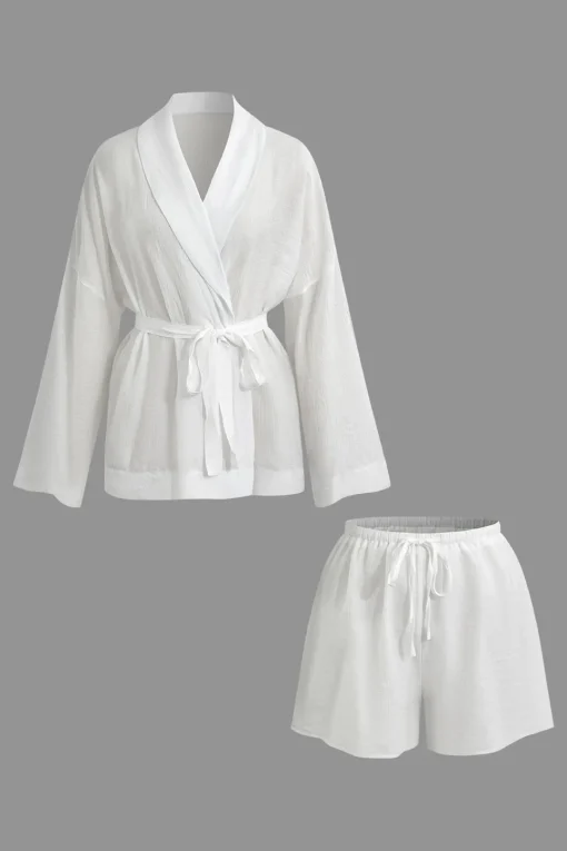 MICAS Short Sets-Tie Wrap Top and Shorts Set WHITE
