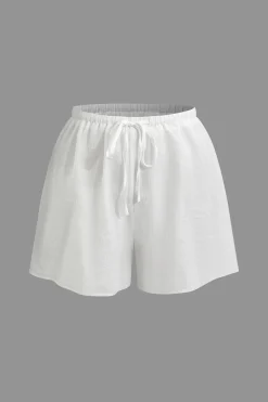 MICAS Short Sets-Tie Wrap Top and Shorts Set WHITE