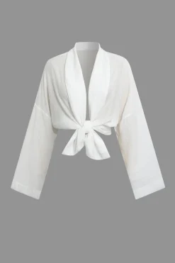 MICAS Short Sets-Tie Wrap Top and Shorts Set WHITE