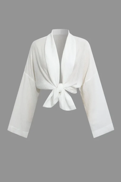 MICAS Short Sets-Tie Wrap Top and Shorts Set WHITE