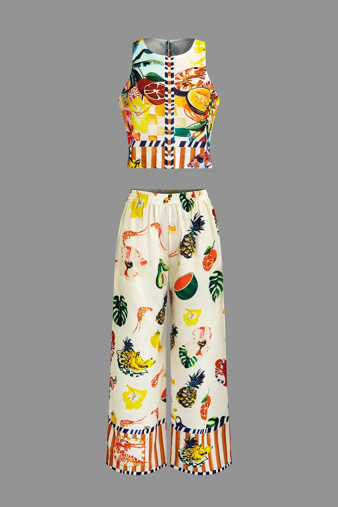 MICAS Pant Sets-Tropical Print Tank Top And Pants Set MULTICOLOR