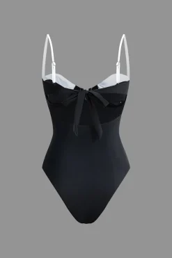 MICAS Swimwear-Tummy Control Contrast Knot Cut Out One-Piece Swimsuit Contrast Color