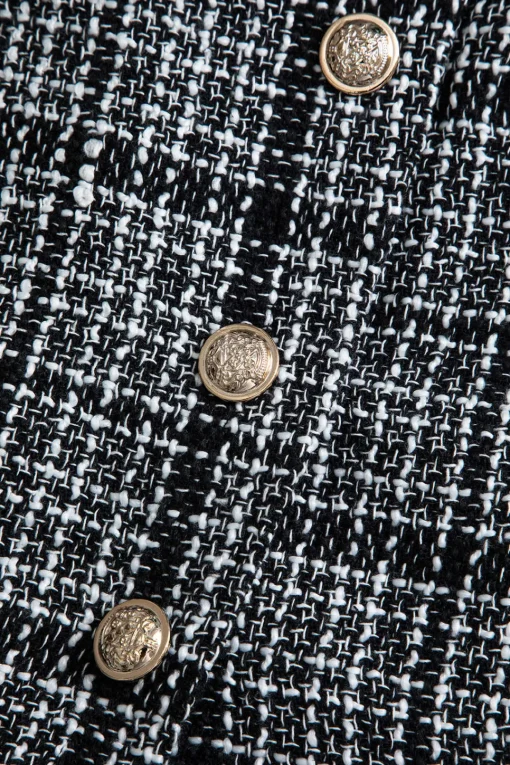 MICAS Skirts-Tweed Button Mini Skirt BLACK