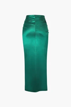 MICAS Skirts-Twist Detail High Slit Midi Skirt