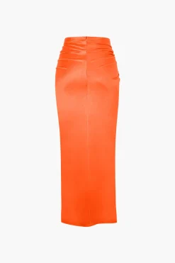 MICAS Skirts-Twist Detail High Slit Midi Skirt
