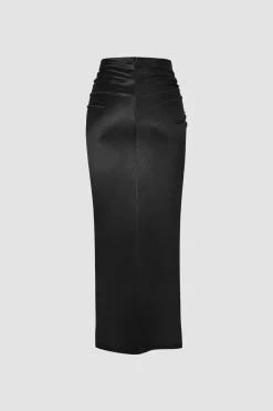 MICAS Skirts-Twist Detail High Slit Midi Skirt