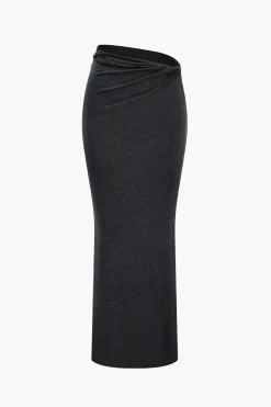 MICAS Skirt Sets-Twist Knot Top And Skirt Set DARK GRAY
