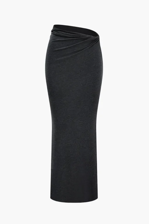 MICAS Skirt Sets-Twist Knot Top And Skirt Set DARK GRAY