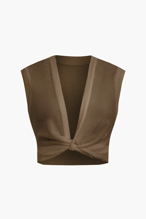 MICAS Tank Tops & Cami-Twist Knot V-Neck Tank Top