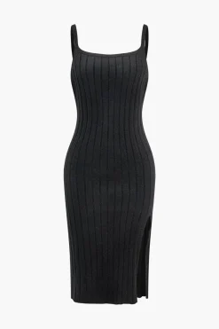 MICAS Knit Sets-V-Neck Long Sleeve Cardigan And Slip Dress Set BLACK