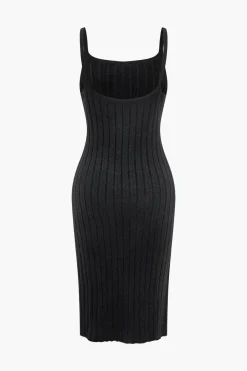 MICAS Knit Sets-V-Neck Long Sleeve Cardigan And Slip Dress Set BLACK