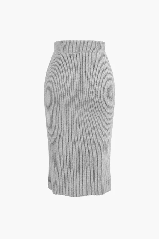 MICAS Knitwear|Knit Sets-V-neck Long Sleeve Sweater And Skirt Set
