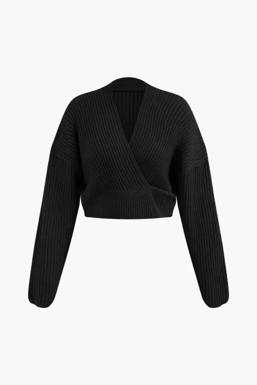 MICAS Knitwear|Knit Sets-V-neck Long Sleeve Sweater And Skirt Set