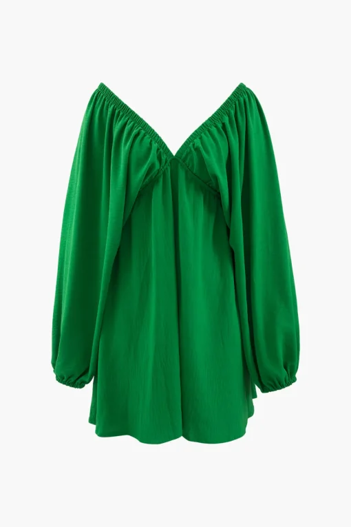 MICAS Mini Dresses-V-neck Puff Sleeve Mini Dress