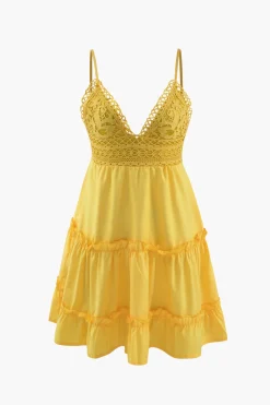 MICAS Mini Dresses-V-Neck Ruffle Hem Mini Dress